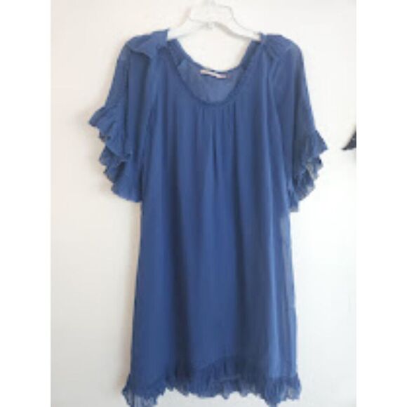 Wink Revolve "Kasey" Navy Blue 100% Silk Tulle Hooded A-Line Dress size X Small - Picture 1 of 9